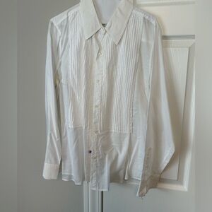 Gap button down white tuxedo type shirt.